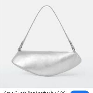 COS Metallic Silver Wristlet Clutch